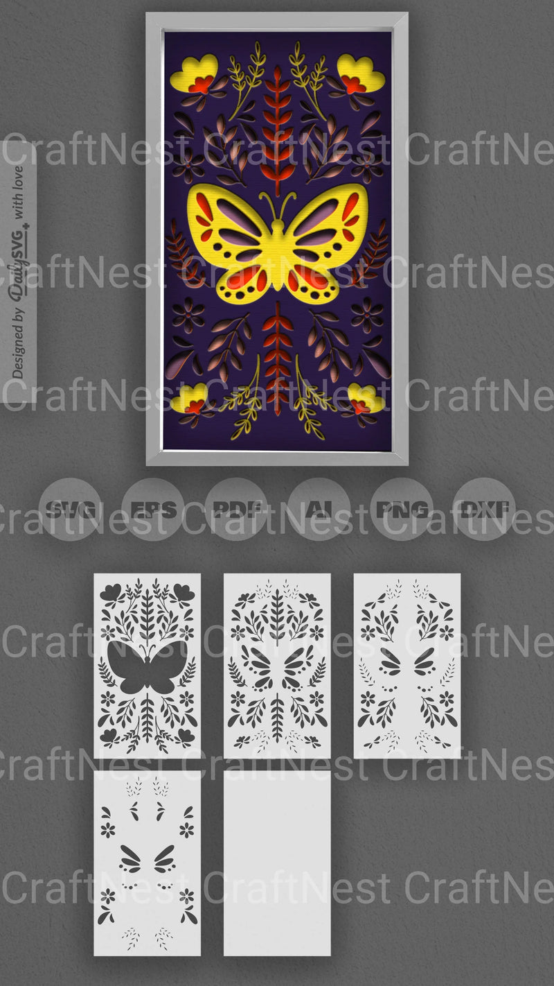 Butterfly Folk Art Papercut SVG Bundle - CraftNest - Digital Crafting and Art