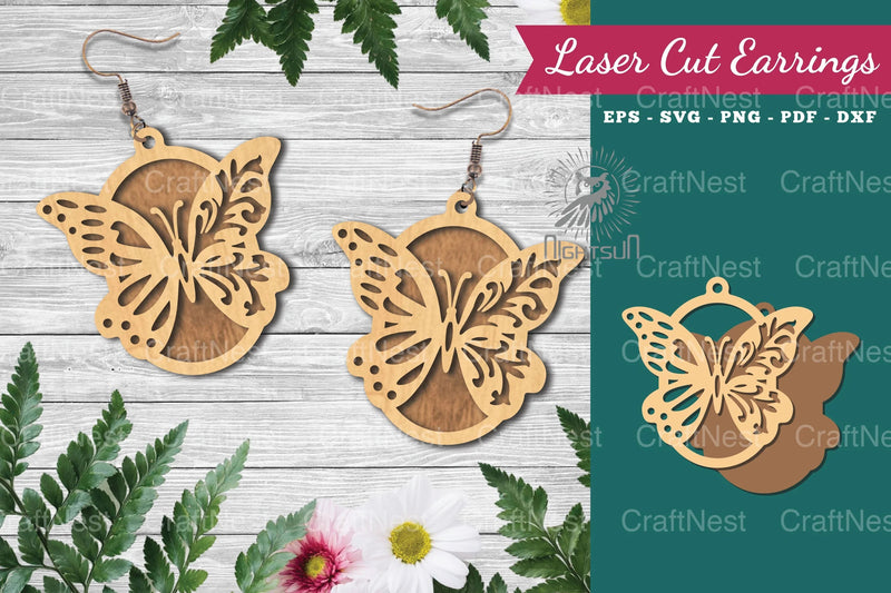 Butterfly Laser Cut Earrings Design Bundle - CraftNest - Digital Crafting and Art