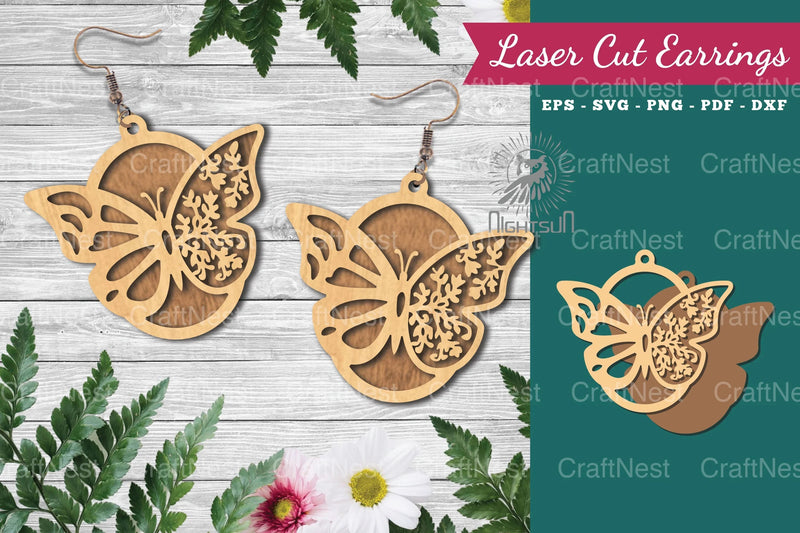 Butterfly Laser Cut Earrings Design Bundle - CraftNest - Digital Crafting and Art