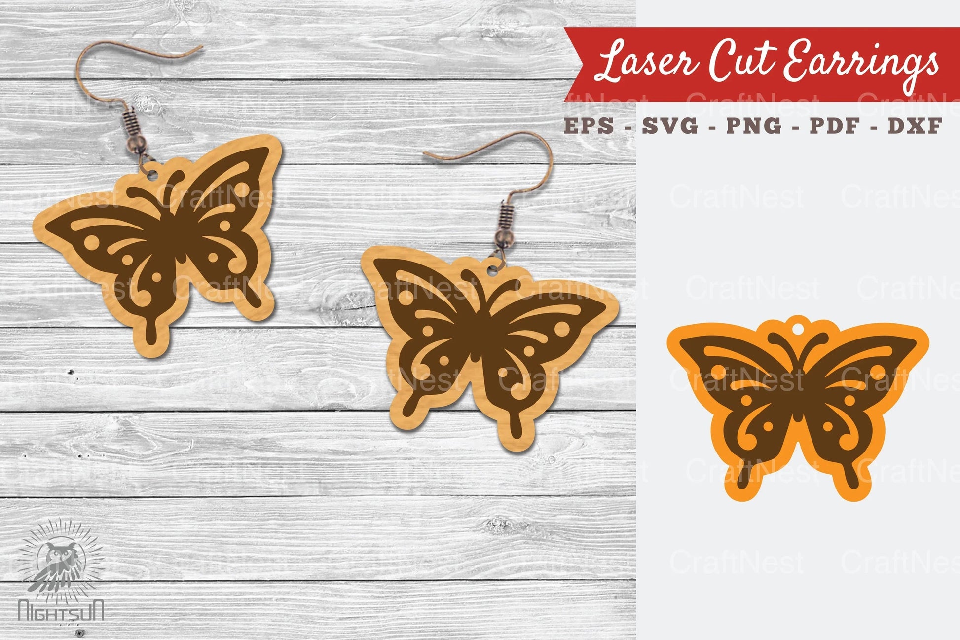 Butterfly Laser Cut Earrings SVG Bundle - CraftNest - Digital Crafting and Art