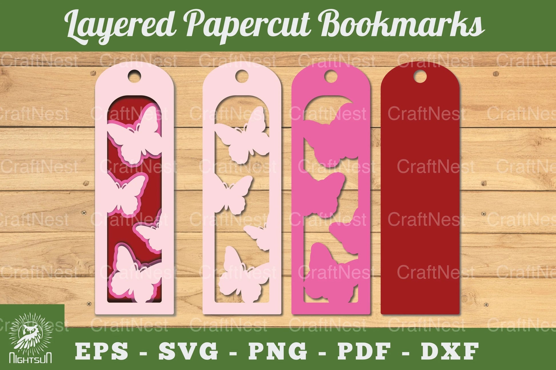 Butterfly Layered Bookmark SVG Bundle - CraftNest - Digital Crafting and Art