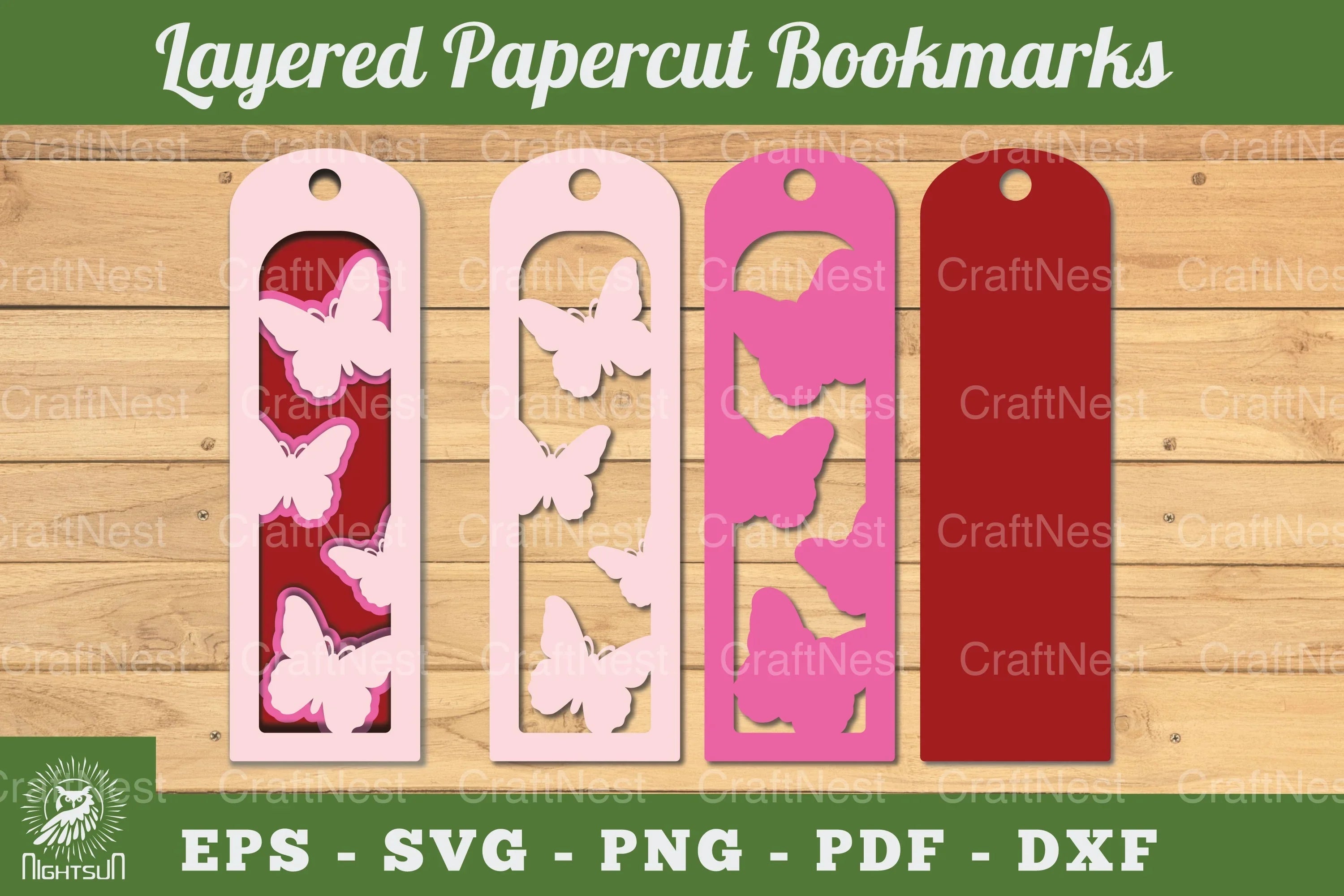 Butterfly Layered Bookmark SVG Bundle - CraftNest - Digital Crafting and Art