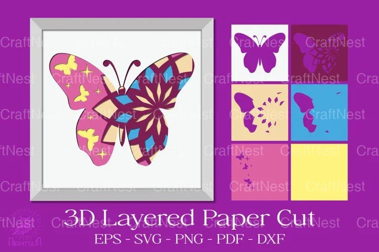 Butterfly Mandala 3D Layered Papercut Shadow Box Clipart Bundle - CraftNest - Digital Crafting and Art