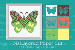 Butterfly Mandala 3D Papercut Shadow Box Clipart Bundle - CraftNest - Digital Crafting and Art