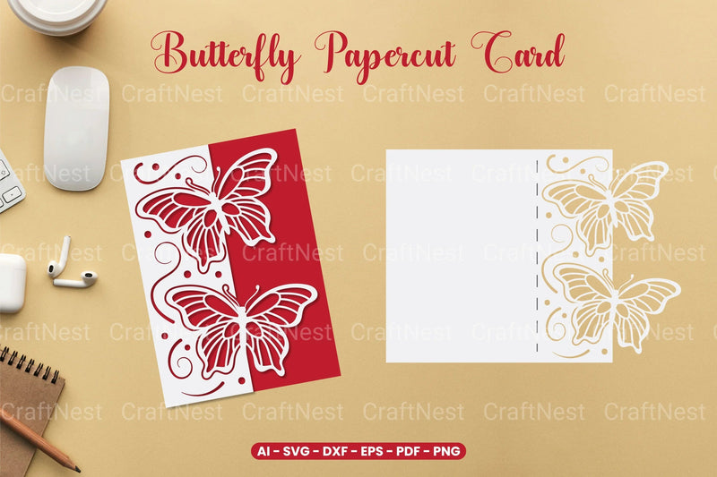 Butterfly Papercut Card SVG Bundle Clipart - CraftNest - Digital Crafting and Art