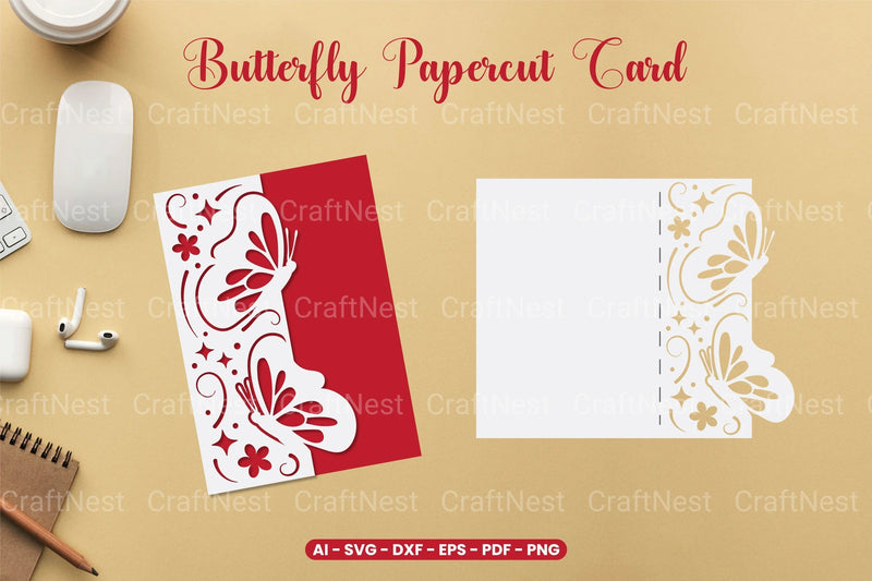 Butterfly Papercut Card SVG Bundle - CraftNest - Digital Crafting and Art