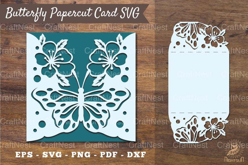 Butterfly Papercut Card Template SVG - Clipart Bundle - CraftNest - Digital Crafting and Art