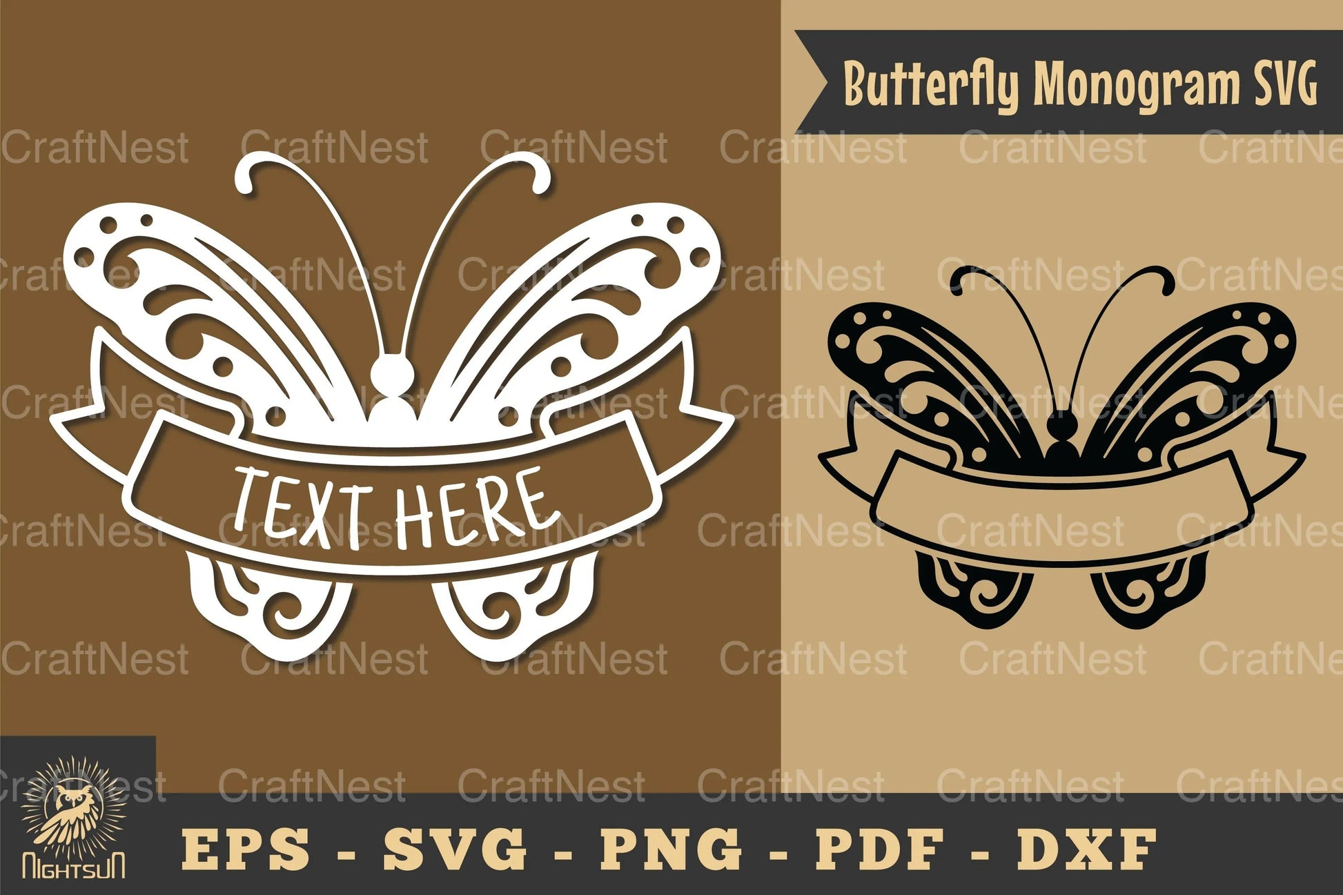 Butterfly Ribbon Monogram SVG Bundle - CraftNest - Digital Crafting and Art