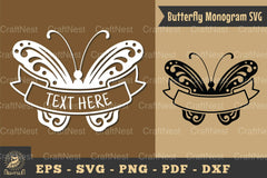 Butterfly Ribbon Monogram SVG Bundle - CraftNest - Digital Crafting and Art
