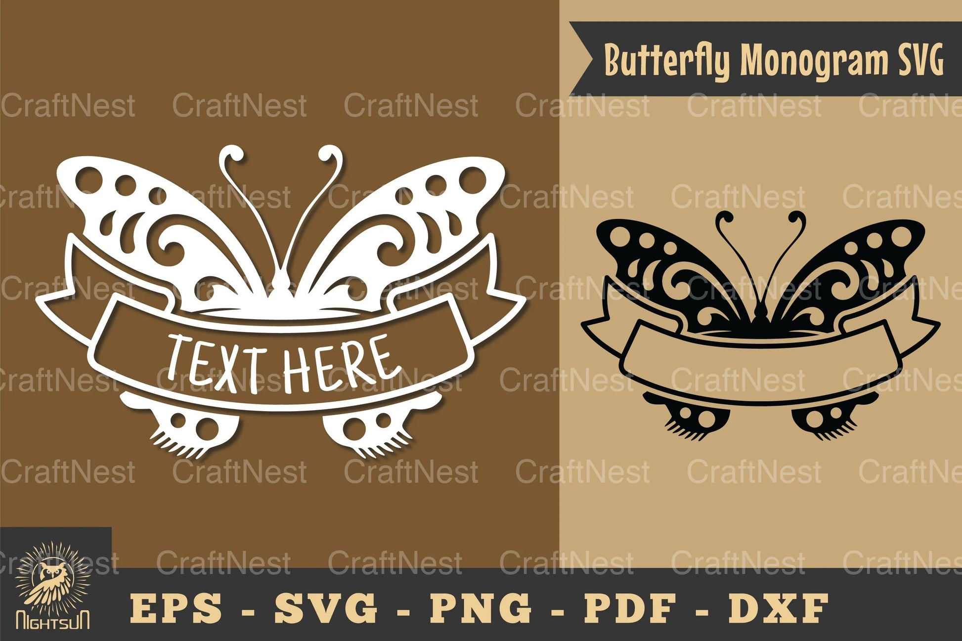 Butterfly Ribbon Monogram SVG Bundle - CraftNest - Digital Crafting and Art