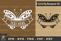 Butterfly Ribbon Monogram SVG Bundle - CraftNest - Digital Crafting and Art