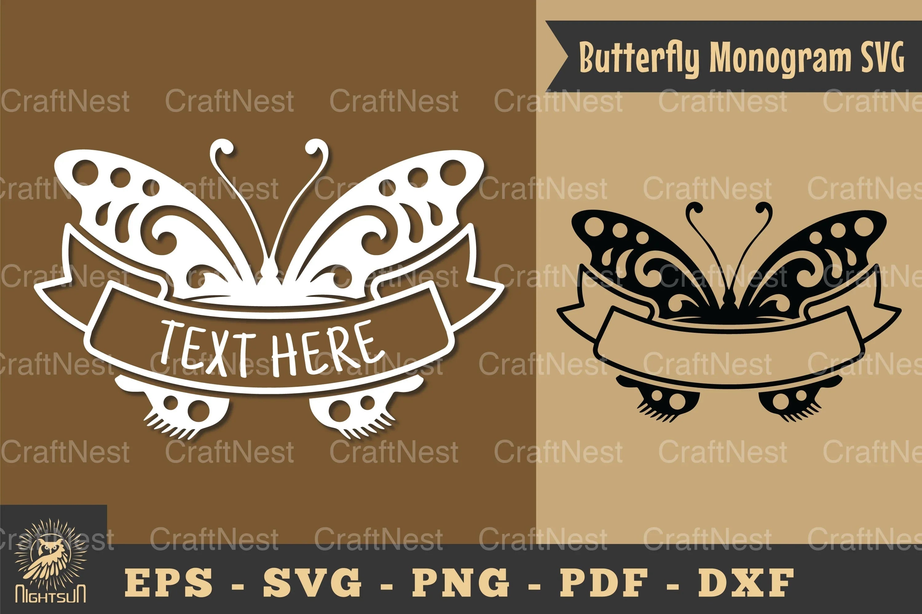 Butterfly Ribbon Monogram SVG Bundle - CraftNest - Digital Crafting and Art