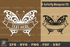Butterfly Ribbon Monogram SVG Bundle - CraftNest - Digital Crafting and Art