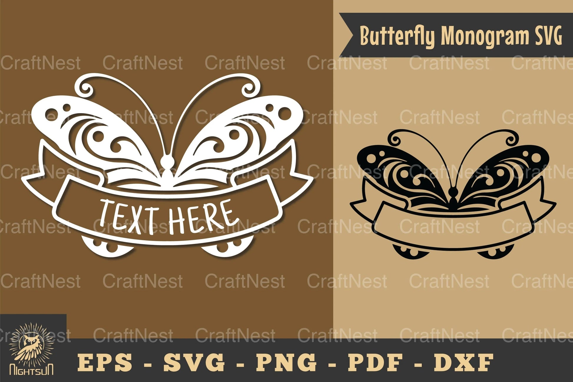 Butterfly Ribbon Monogram SVG Bundle - CraftNest - Digital Crafting and Art