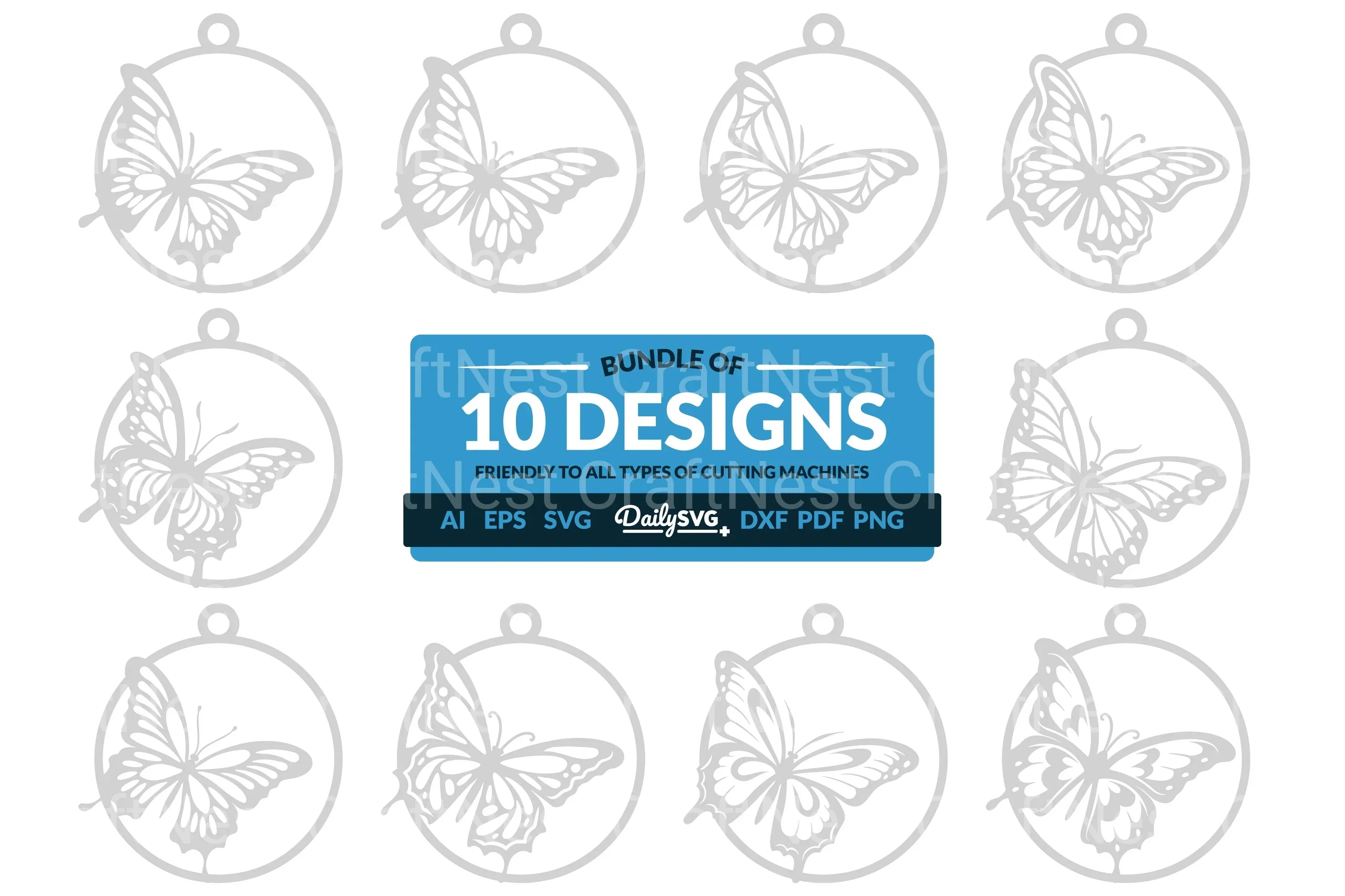 Daily Butterfly Round Clipart SVG Bundle