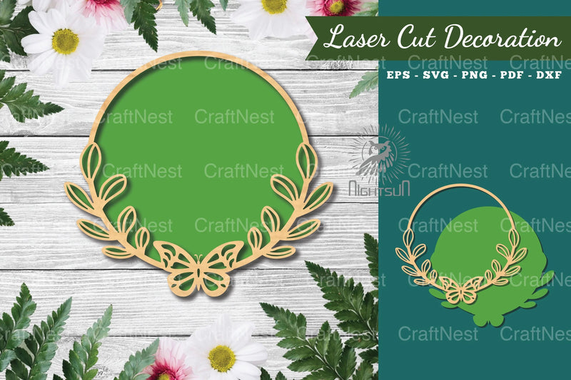 Butterfly Round Laser Cut Sign Clipart Bundle - CraftNest - Digital Crafting and Art