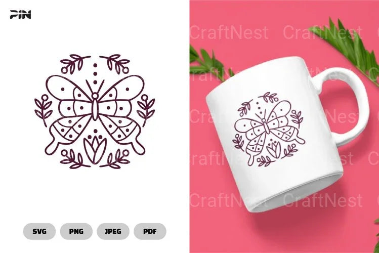 Butterfly Scandinavian Doodle Clipart Bundle - CraftNest - Digital Crafting and Art