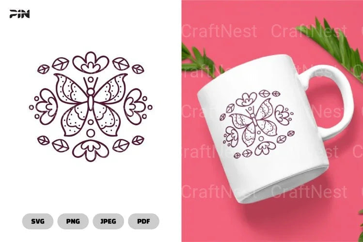 Butterfly Scandinavian Doodle Clipart Bundle - CraftNest - Digital Crafting and Art