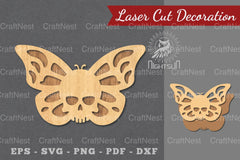 Butterfly Skull Laser Cut Decoration Clipart Bundle - CraftNest - Digital Crafting and Art