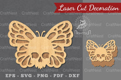 Butterfly Skull Laser Cut Decoration Clipart Bundle - CraftNest - Digital Crafting and Art