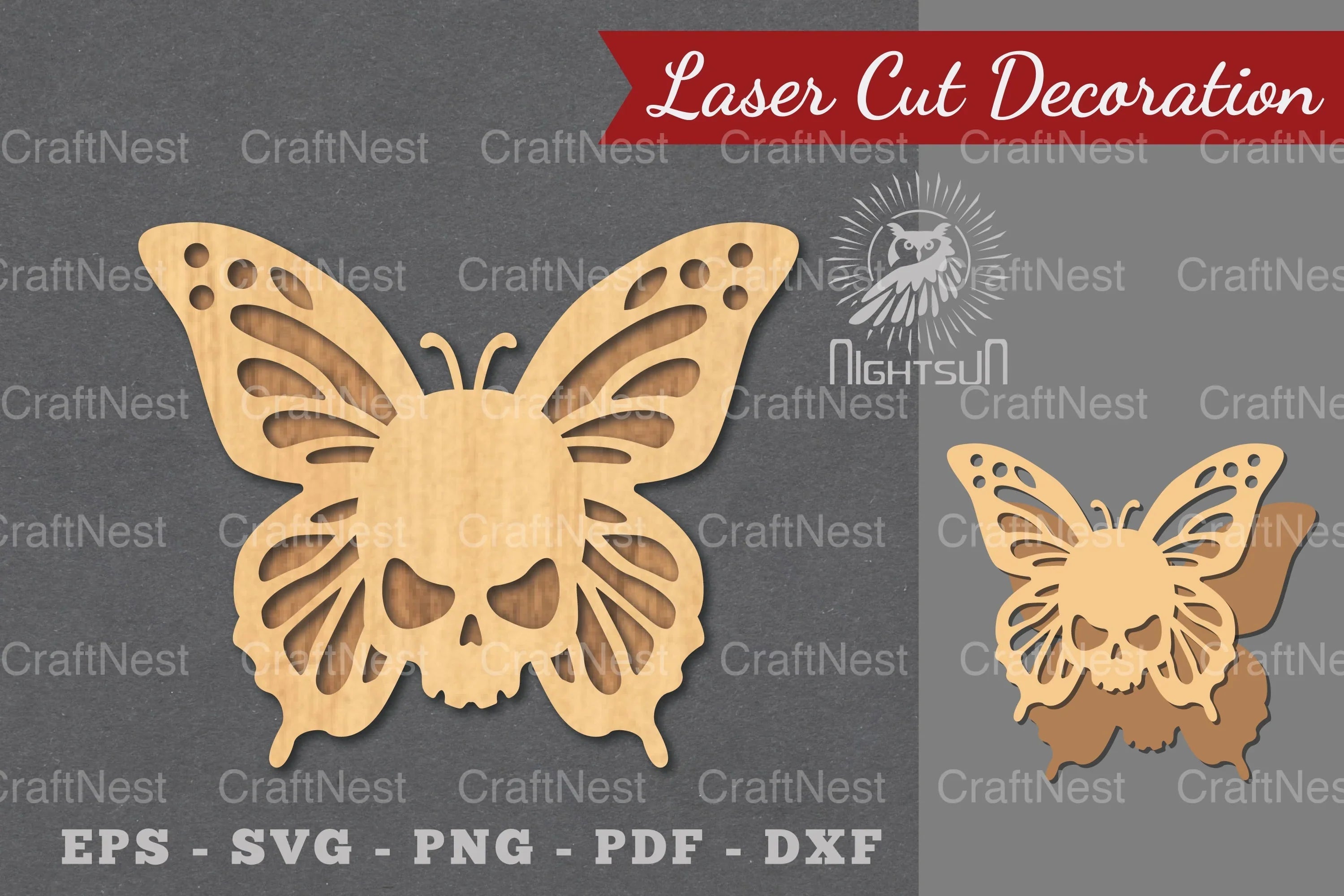Butterfly Skull Laser Cut Decoration Clipart Bundle - CraftNest - Digital Crafting and Art