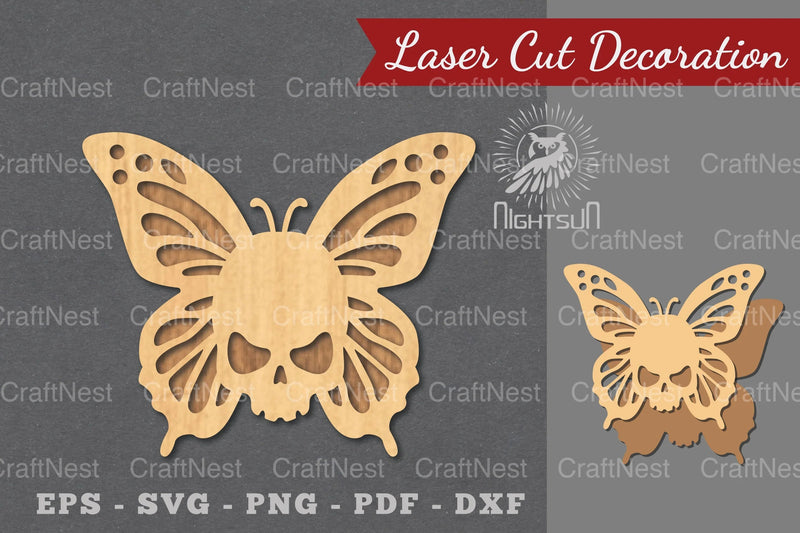 Butterfly Skull Laser Cut Decoration Clipart Bundle - CraftNest - Digital Crafting and Art