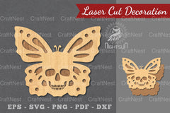 Butterfly Skull Laser Cut Decoration Bundle - CraftNest - Digital Crafting and Art