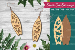 Butterfly Surfboard Laser Cut Earrings Design Bundle - CraftNest - Digital Crafting and Art