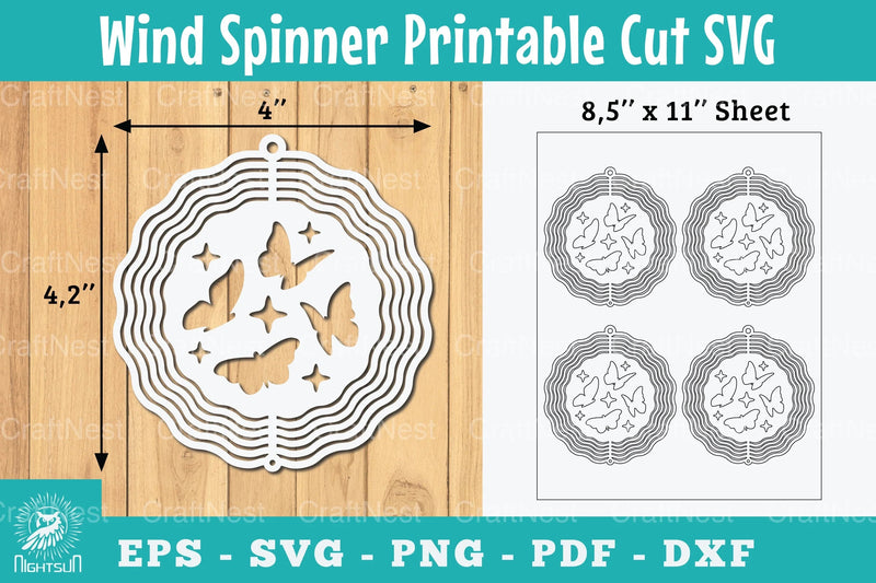 Butterfly Wind Spinner SVG Bundle - CraftNest - Digital Crafting and Art