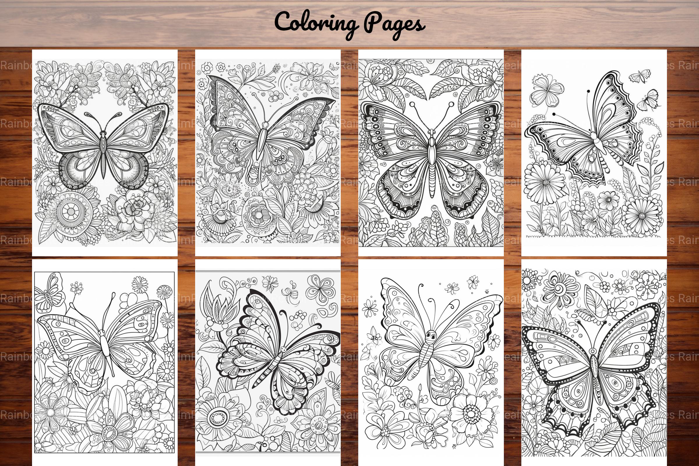 50 Butterfly Pages Coloring Book