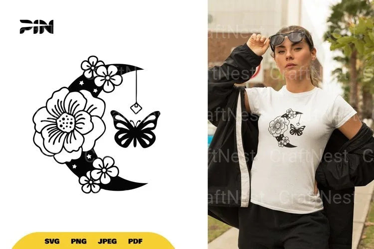 Butterfly and Floral Moon SVG Bundle - CraftNest - Digital Crafting and Art