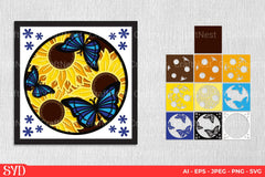 Butterfly and Sunflower 3D Layered Papercut Clipart Bundle - CraftNest - Digital Crafting and Art