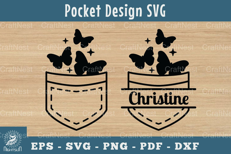 Butterfly Pocket Design Silhouette Clipart Bundle - CraftNest - Digital Crafting and Art