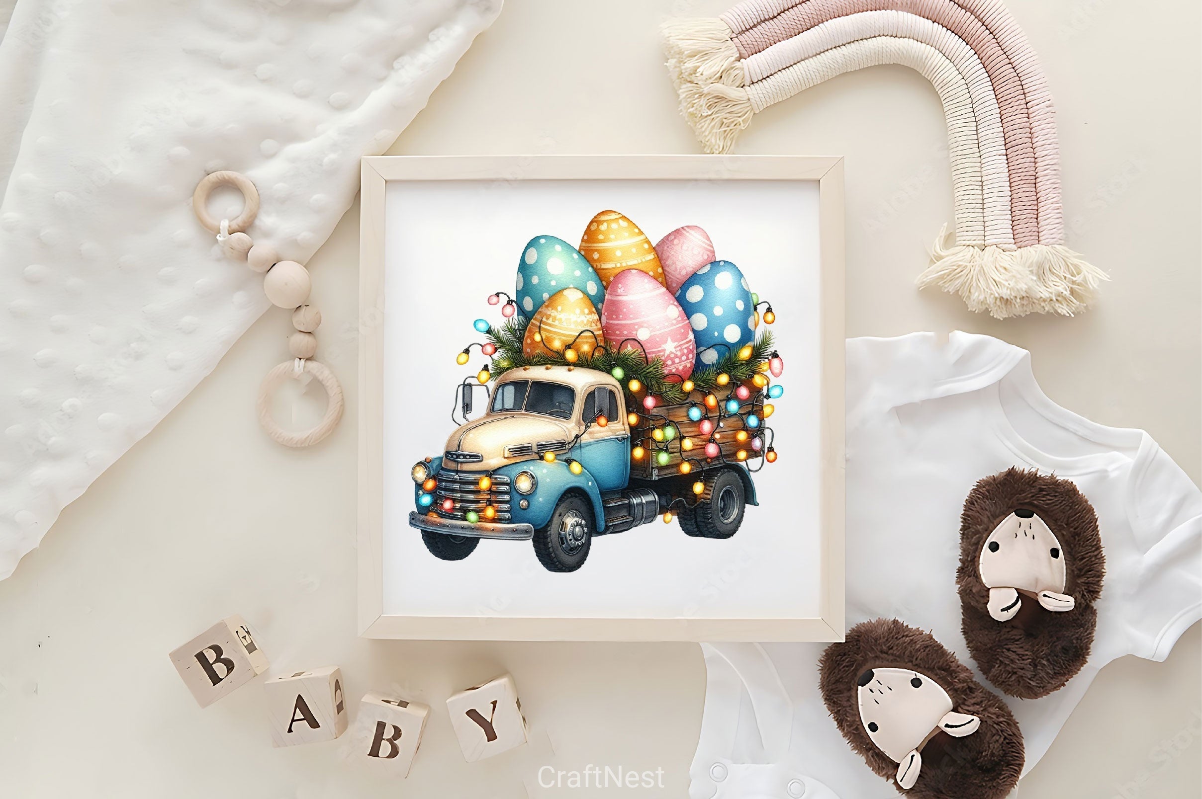 Easter Truck With Egg Clipart Bundle