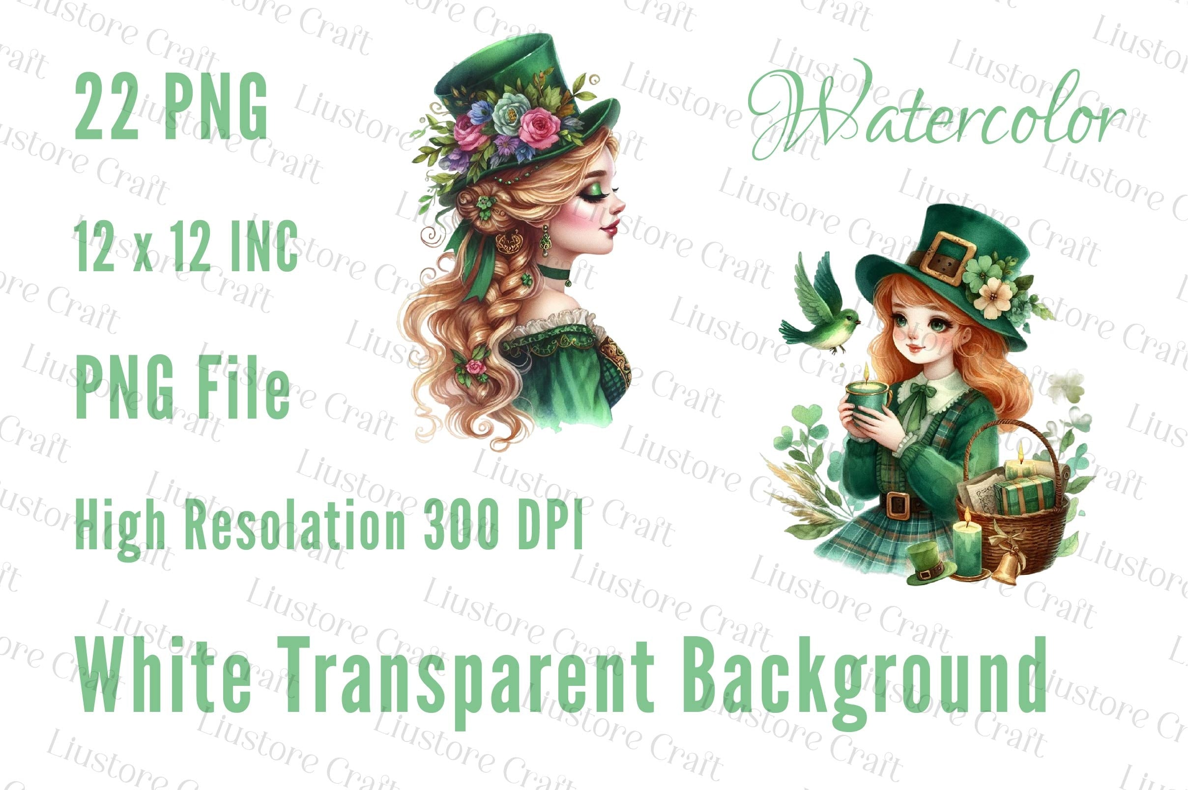 Cute Irish Girl St Patricks Day Clipart Bundle