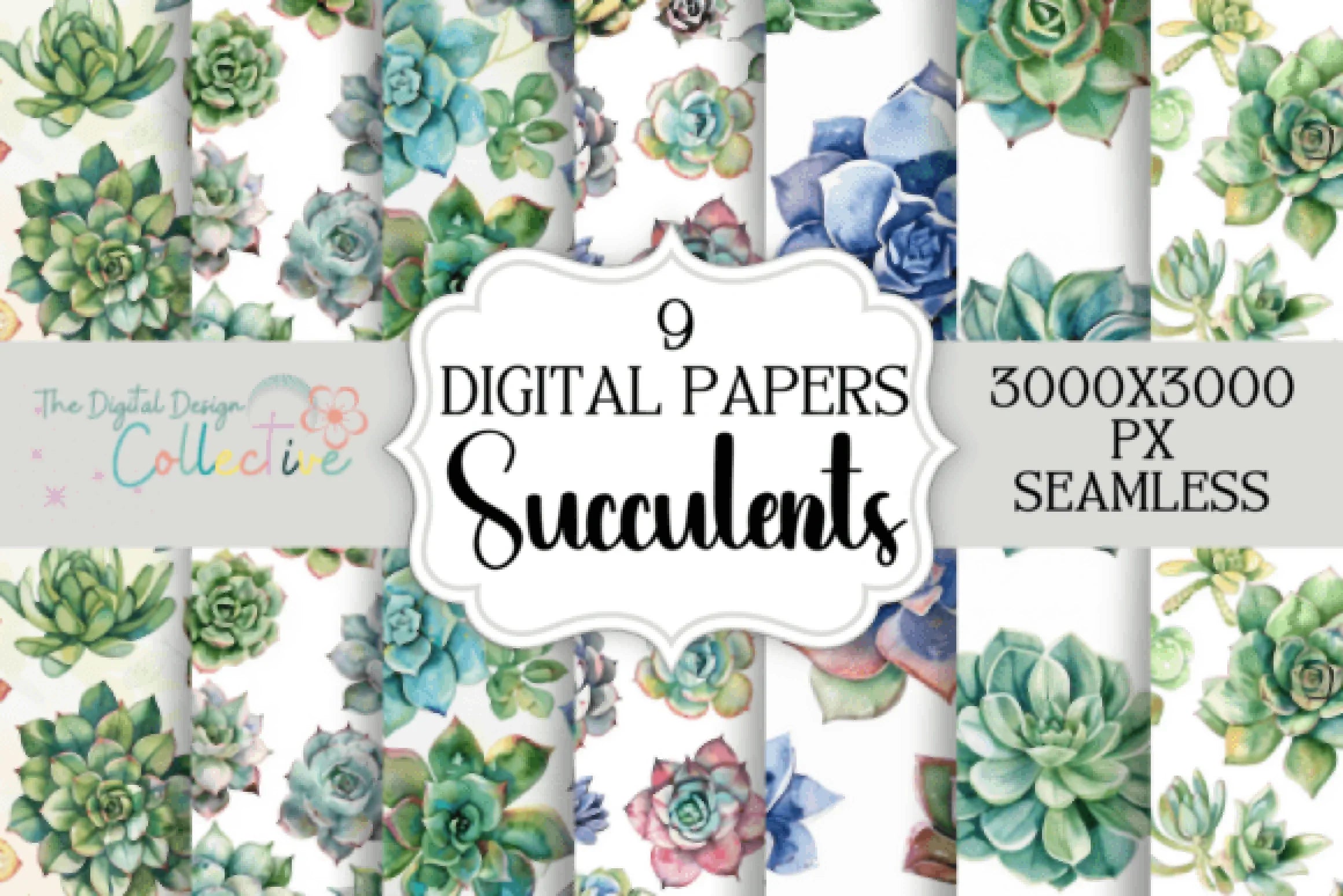 Cacti and Succulents Seamless Digital Paper - CraftNest - Digital Crafting and Art