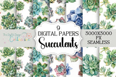 Cacti and Succulents Seamless Digital Paper - CraftNest - Digital Crafting and Art