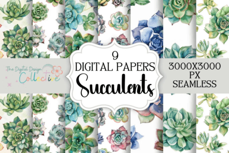 Cacti and Succulents Seamless Digital Paper - CraftNest - Digital Crafting and Art