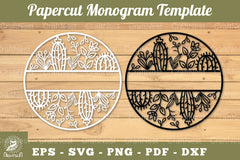 Cactus Papercut Monogram SVG Bundle - CraftNest - Digital Crafting and Art