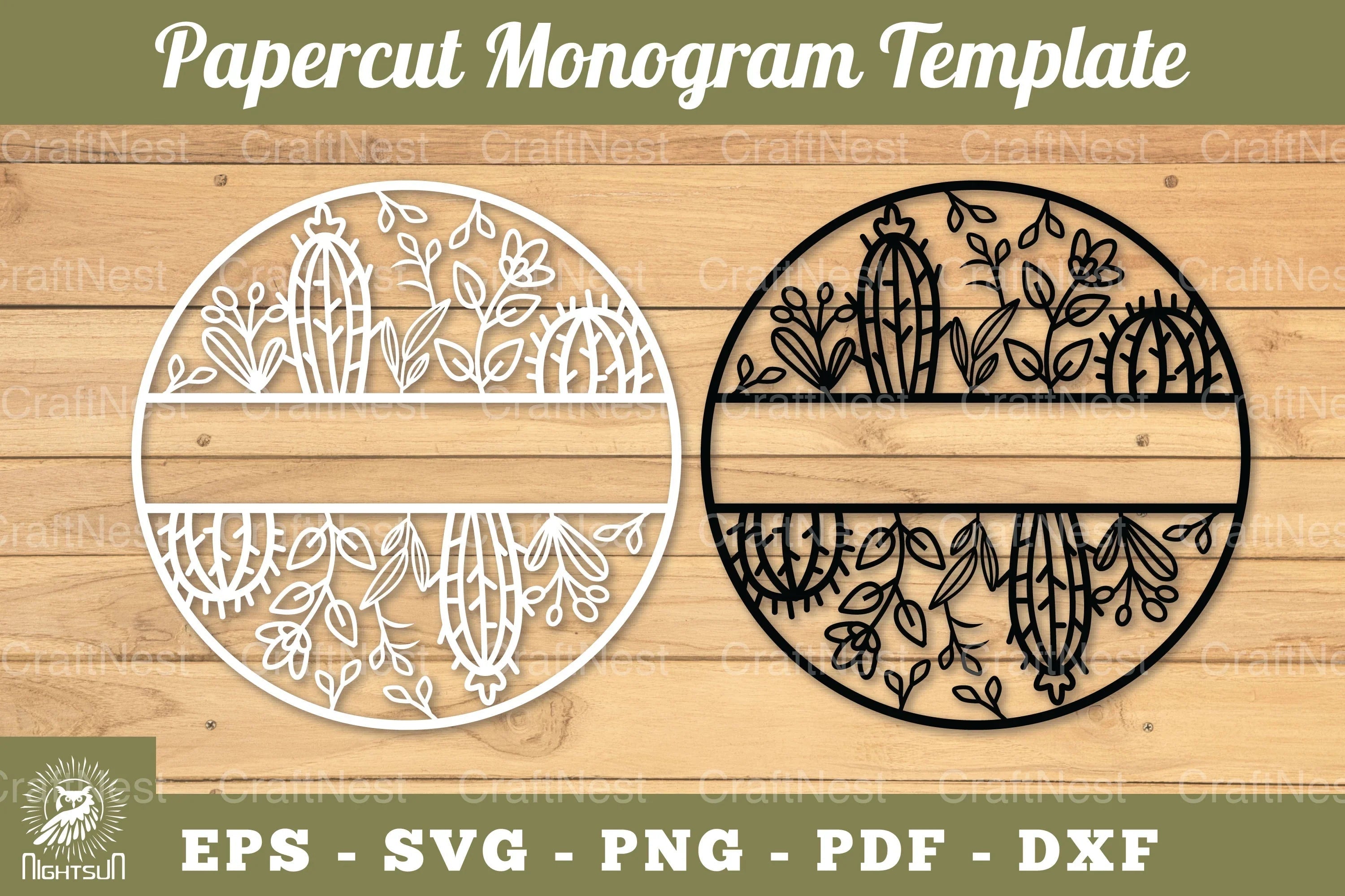 Cactus Papercut Monogram SVG Bundle - CraftNest - Digital Crafting and Art