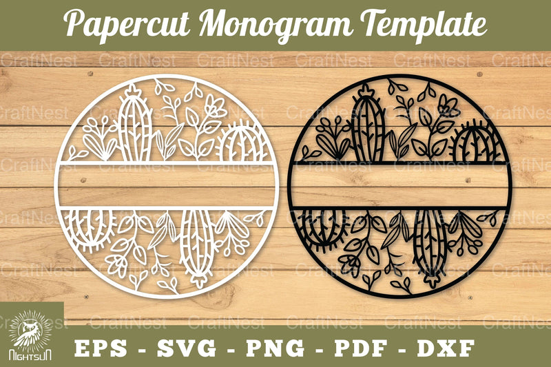 Cactus Papercut Monogram SVG Bundle - CraftNest - Digital Crafting and Art