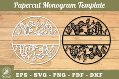 Cactus Papercut Monogram SVG Bundle - CraftNest - Digital Crafting and Art