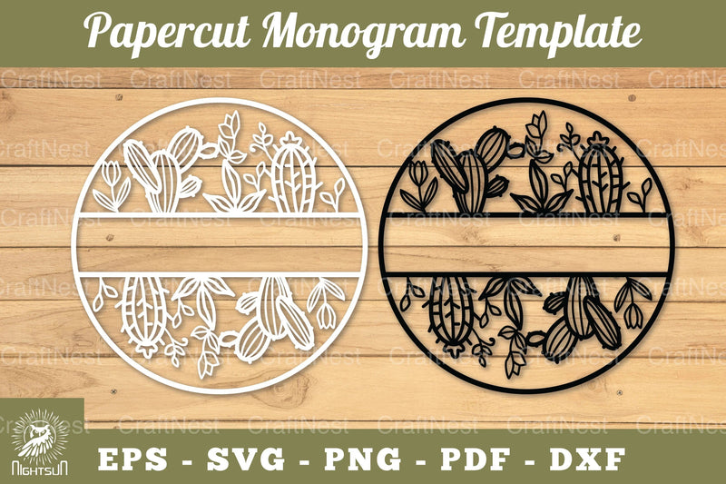 Cactus Papercut Monogram SVG Bundle - CraftNest - Digital Crafting and Art