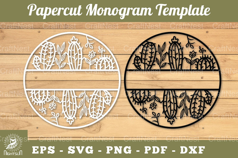 Cactus Papercut Monogram SVG Bundle - CraftNest - Digital Crafting and Art