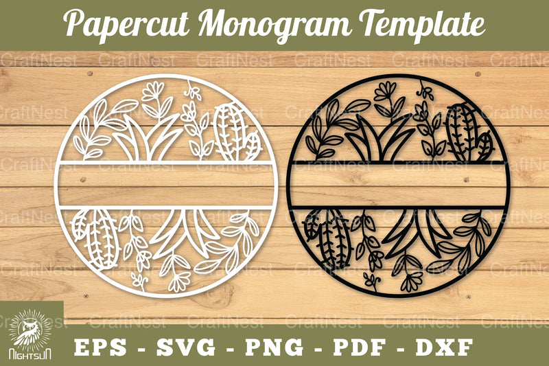 Cactus Papercut Monogram SVG Bundle - CraftNest - Digital Crafting and Art
