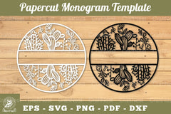 Cactus Papercut Monogram SVG Bundle - CraftNest - Digital Crafting and Art