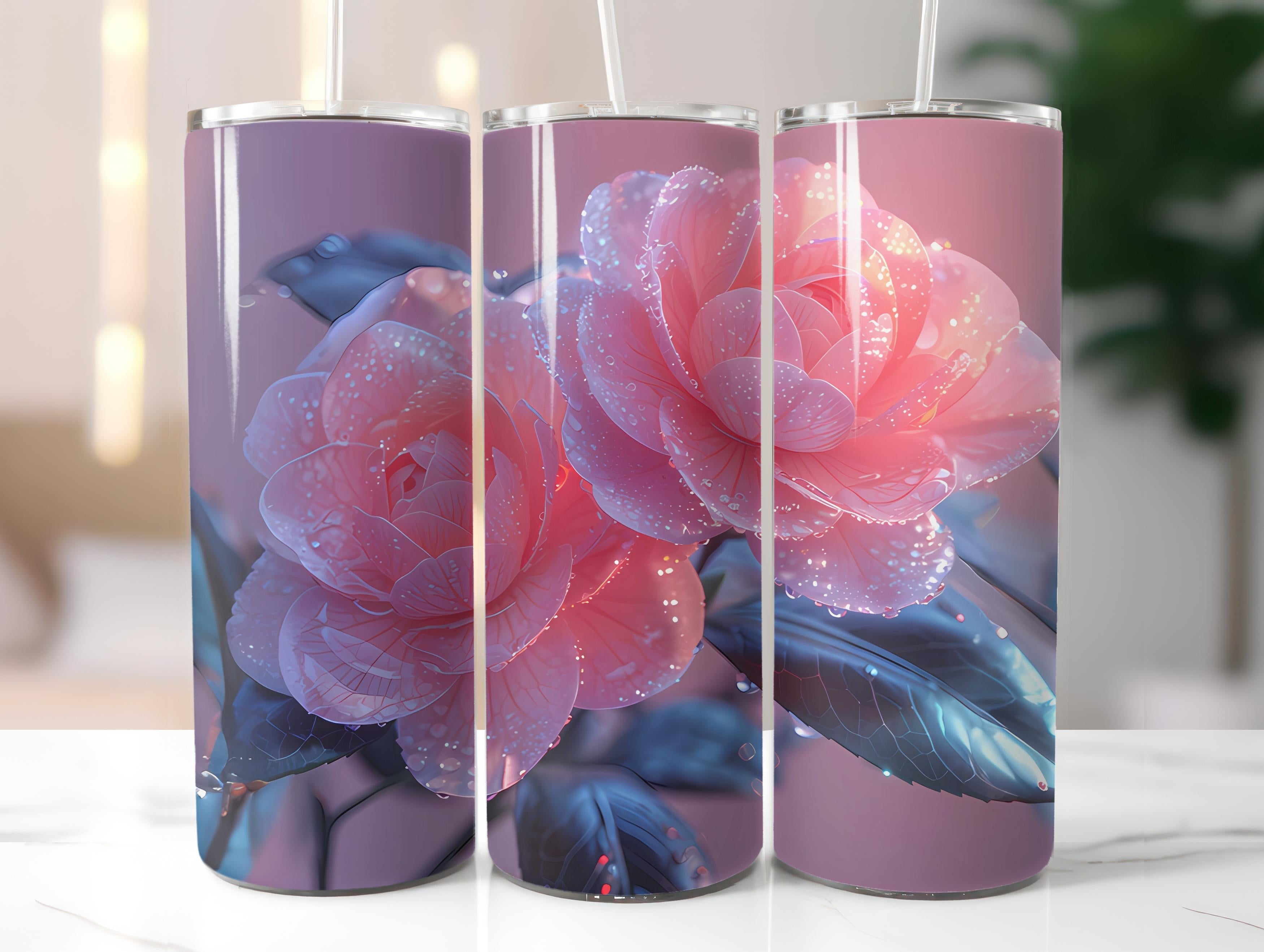 Camellias Flowers Tumbler Wrap - CraftNest - Digital Crafting and Art