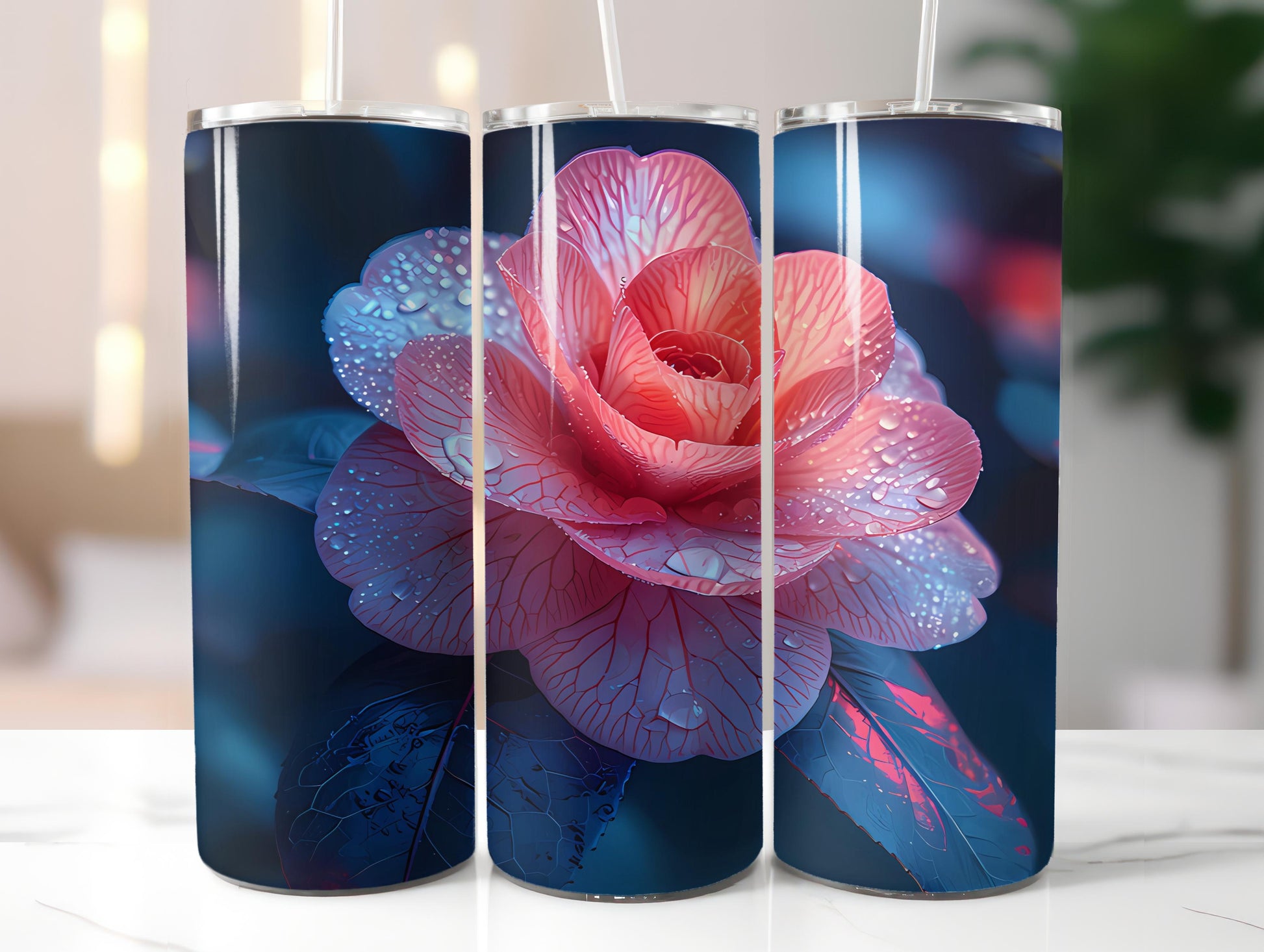 Camellias Flowers Tumbler Wrap - CraftNest - Digital Crafting and Art