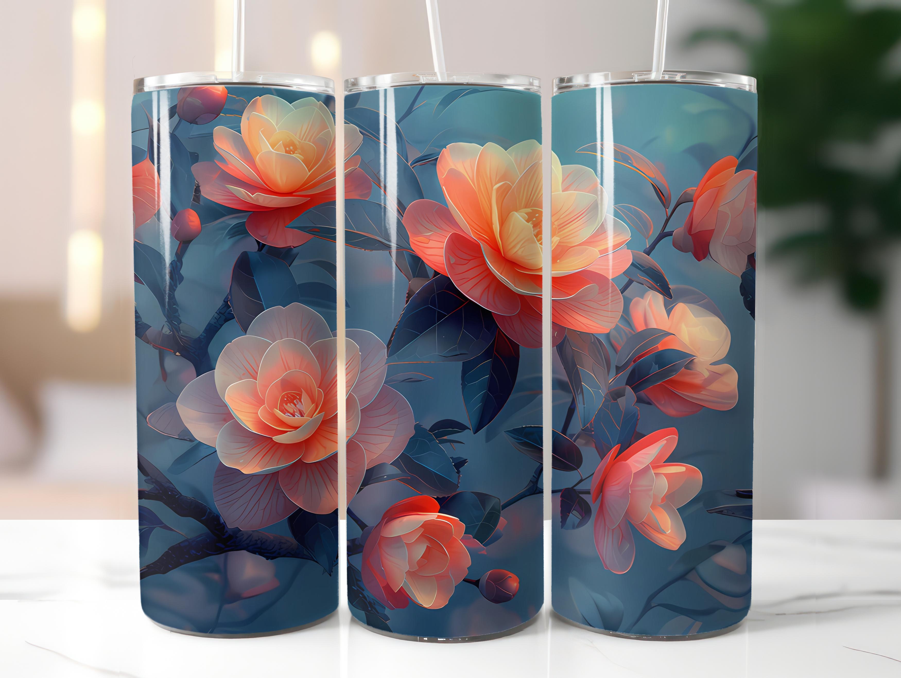 Camellias Flowers Tumbler Wrap - CraftNest - Digital Crafting and Art