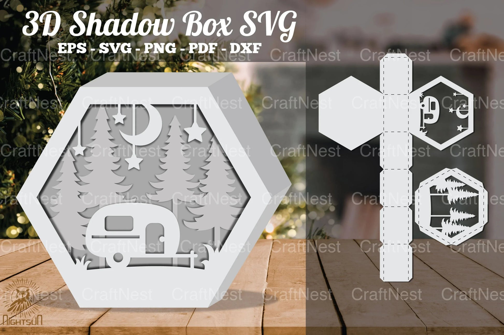 Camper in Forest 3D Shadow Box SVG Bundle - CraftNest - Digital Crafting and Art